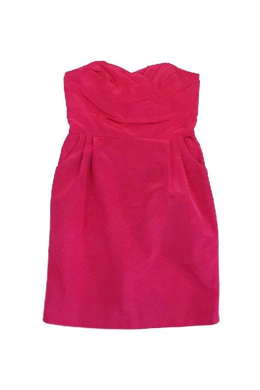 Lula Kate - Pink Pleat Detail Strapless Dress Sz 8 Bright color unclassified dresses