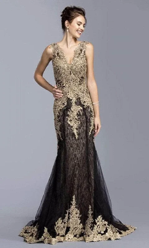 Aspeed Design - L2009 V-Neck A-Line Evening Dress Soft fabric unclassified dresses