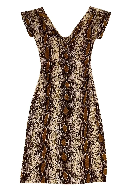Diane von Furstenberg - Cowl Neck Snakeskin Dress Sz 2 Lounge unclassified dresses