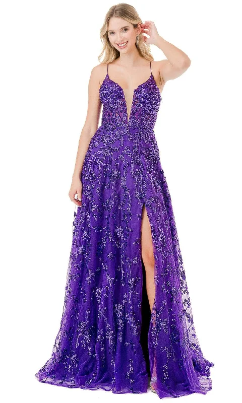 Aspeed Design L2878R - Sequined A-Line Prom Dress Tulle unclassified dresses