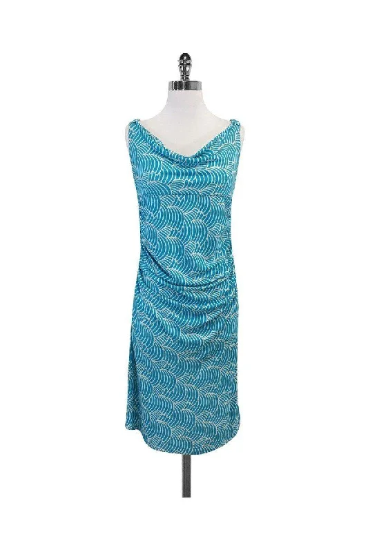 Diane von Furstenberg - Aqua & White Print Jersey Dress Sz S Party unclassified dresses