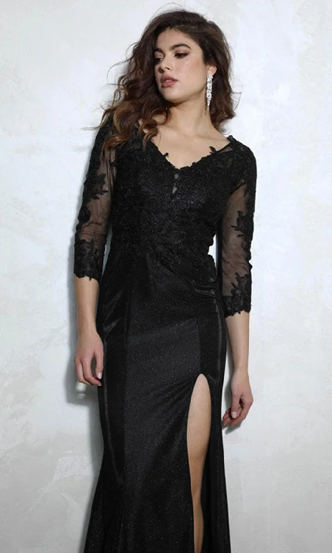 Eureka Fashion 9970 - Appliqued V-Neck Formal Gown Backless unclassified dresses