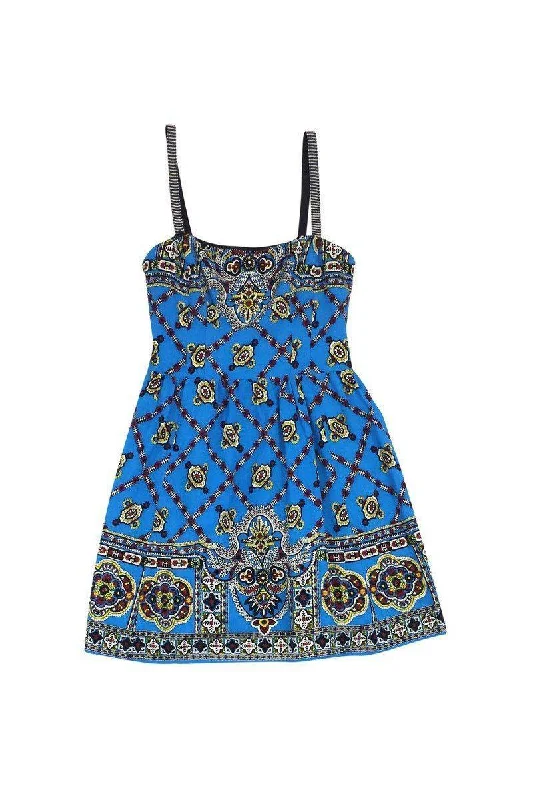 Nanette Lepore - Blue Multicolor Print Dress Sz 0 Trendy unclassified dresses