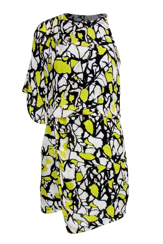 Robert Rodriguez - Yellow Tone Asymmetric Silk Dress Sz 4 Stretchy unclassified dresses