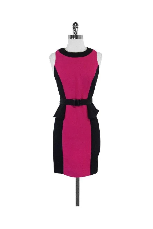 Milly - Pink & Black Wool Blend Peplum Dress Sz 0 Winter unclassified dresses