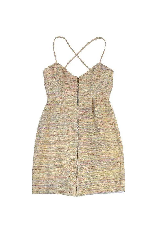Leona - Rainbow Tweed Zip Front Dress Sz 0 Printed unclassified dresses