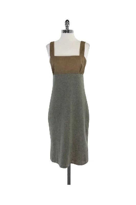 Ralph Lauren Black Label - Taupe Suede & Grey Cashmere Dress Sz 8 Festival unclassified dresses Ralph Lauren Black Label - Taupe Suede & Grey Cashmere Dress Sz 8 Festival unclassified dresses