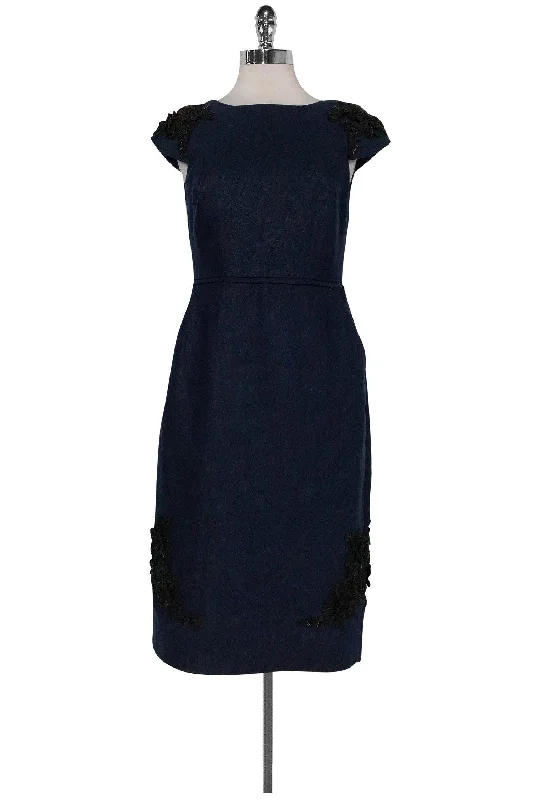 J.Crew Collection - Navy Linen Cap Sleeve Dress Sz 0 Chiffon unclassified dresses