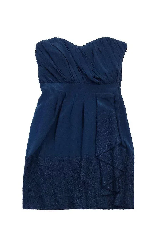 Shoshanna - Teal Strapless Silk Dress Sz 0 Tulle unclassified dresses