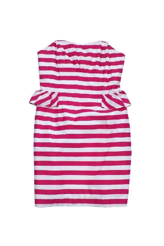 Lilly Pulitzer - Pink & White Striped Peplum Dress Sz 8 Club unclassified dresses