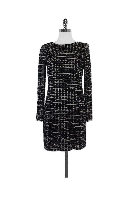 Waverly Grey - Black & Grey Velvet Square Print Dress Sz 0 Elegant evening unclassified dresses