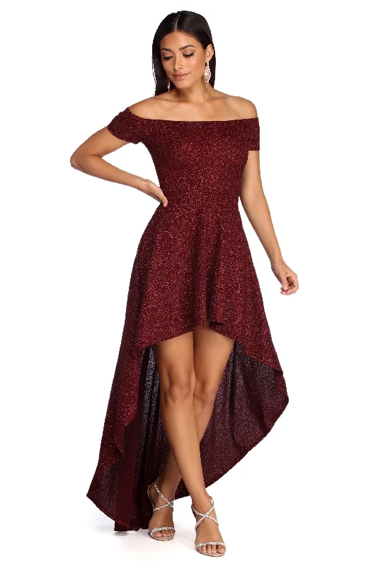Penelope Glitter Formal High Low Dress Denim unclassified dresses