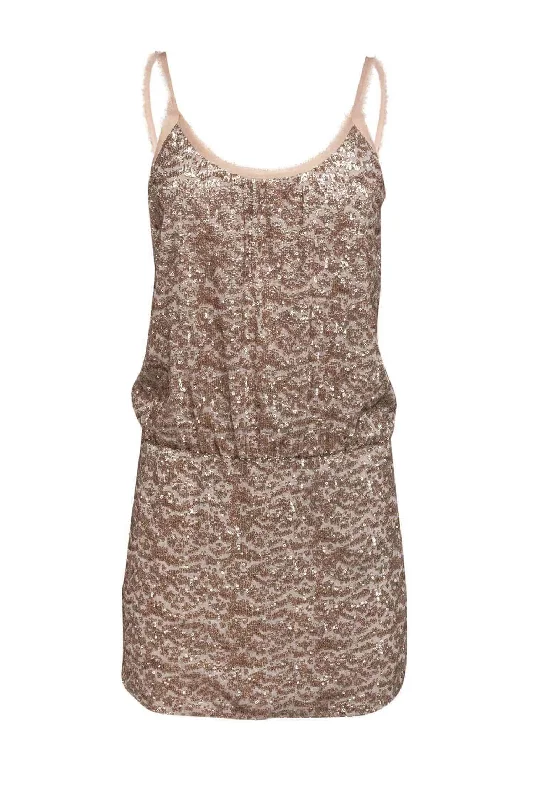 Rebecca Taylor - Blush Sequined Tank Dress Sz 6 Silk unclassified dresses