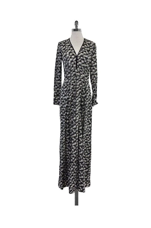 Yigal Azrouel - Black & White Deep V Palm Tree Gown Sz 4 One-shoulder unclassified dresses