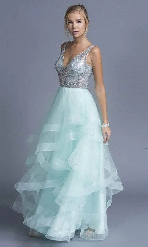Aspeed Design - L1974 Sleeveless Ruffle Detailed Prom Gown Earthy tone unclassified dresses Aspeed Design - L1974 Sleeveless Ruffle Detailed Prom Gown Earthy tone unclassified dresses