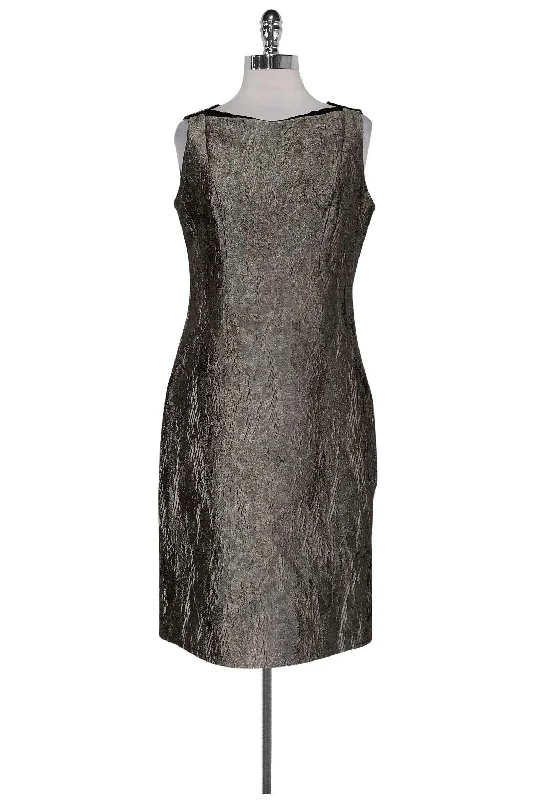Elie Tahari - Gunmetal Textured Dress Sz 8 Polka dot unclassified dresses